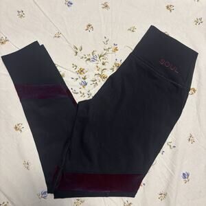 Soul Cycle Women’s Red Velvet Leggings Maroon Small Spin Yoga Pants Workout